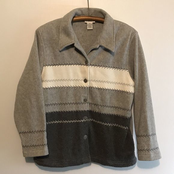 ALFRED DUNNER Women's size PM Jacket  Button Front Fleece Sweater Pockets Warm - Picture 1 of 7